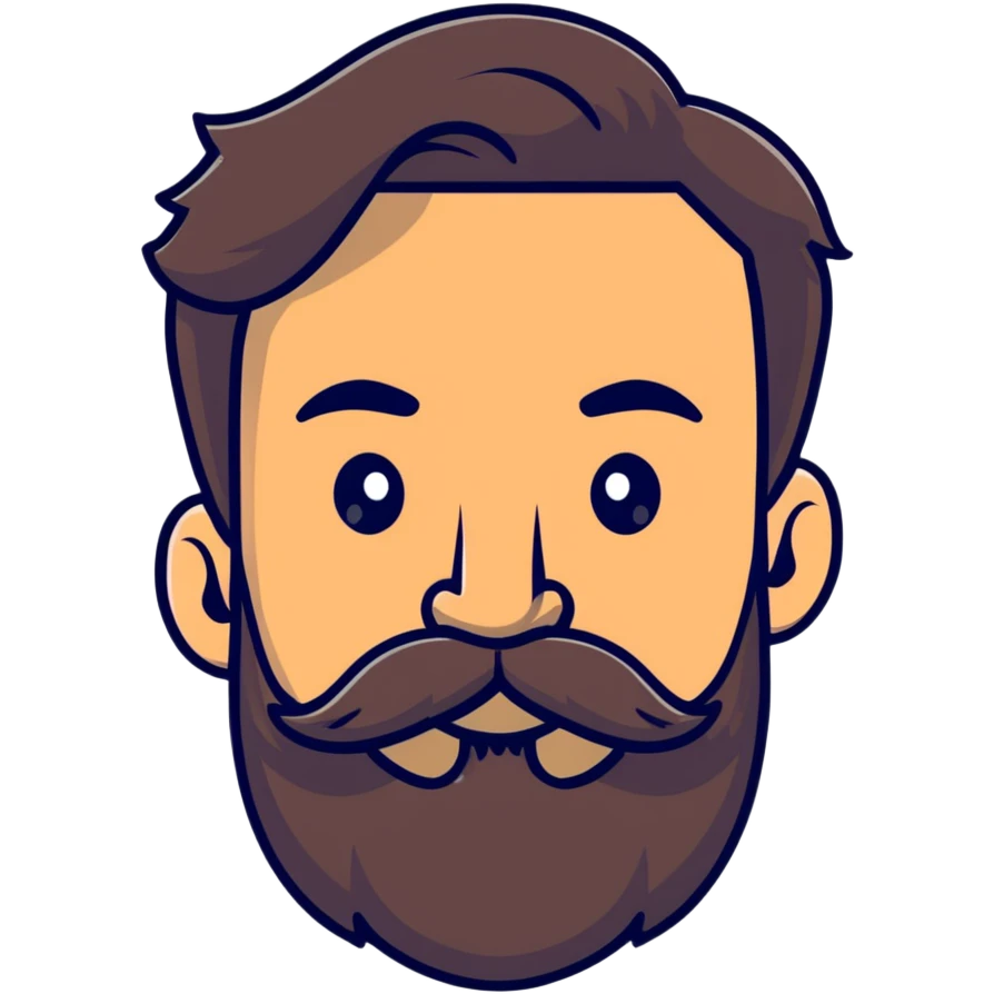 bearded man with mustache and connected bushy eyebrows emoji