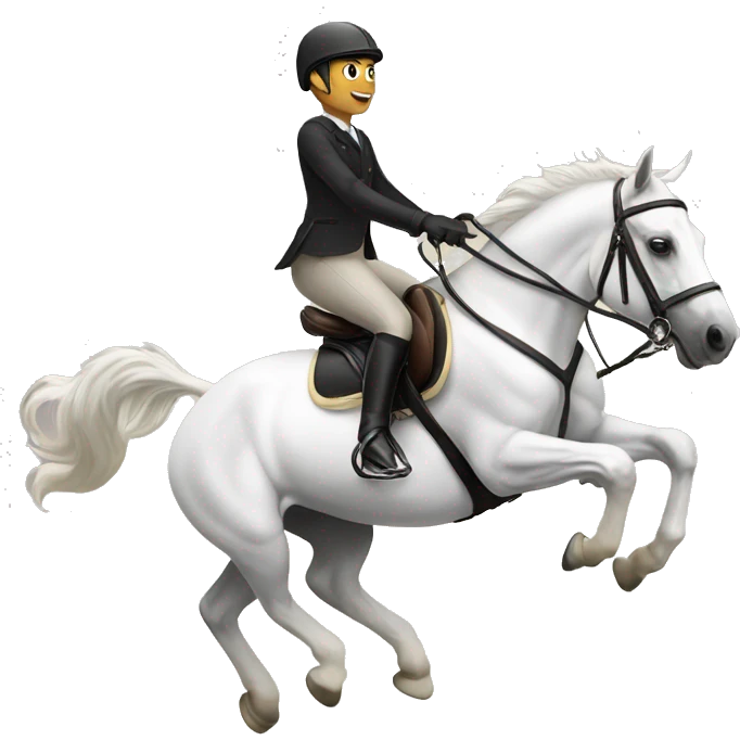 Rider and white horse jumping emoji