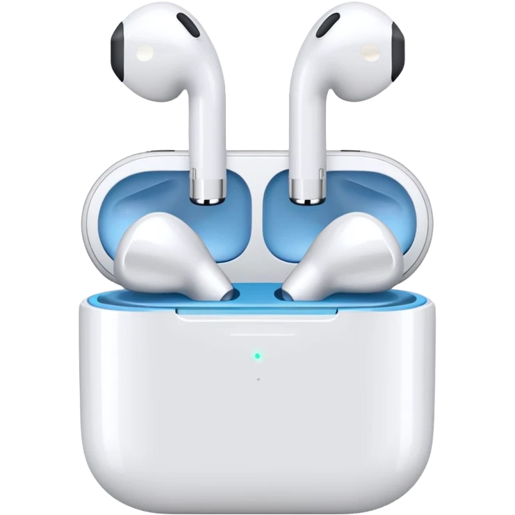 white iPhone style wireless earphones with silver details emoji