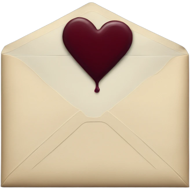 black envelope with burgundy wax heart seal emoji