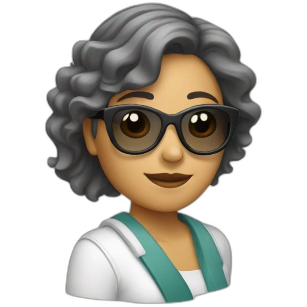 Mujer con pelo blanco y gafas emoji