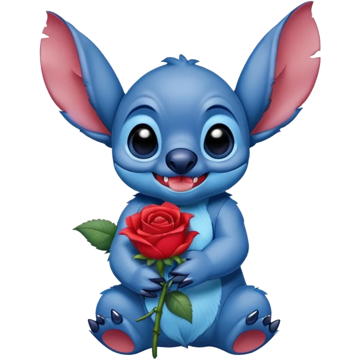 Stitch mit einer Rose in der Hand  emoji