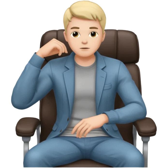 guy imitating thinker statue pose but with casual clothes and sitting in a office chair emoji