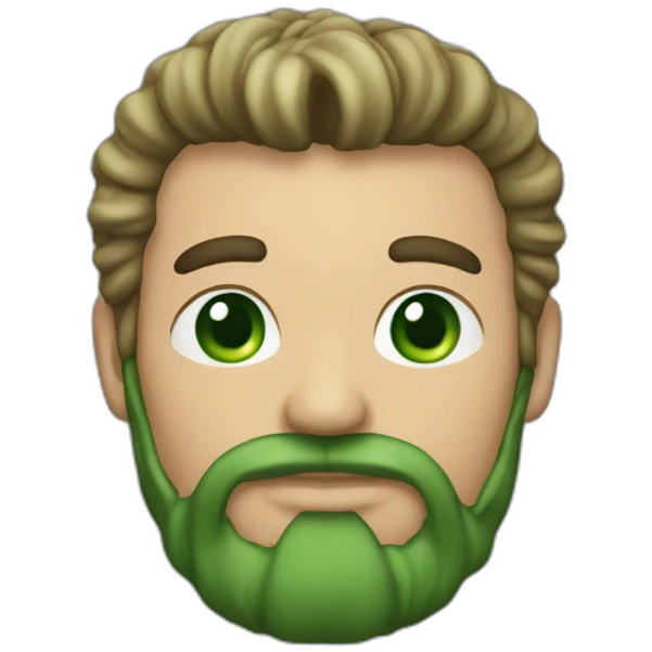 un hombre de pelo moreno con tupe y ojos verdes emoji