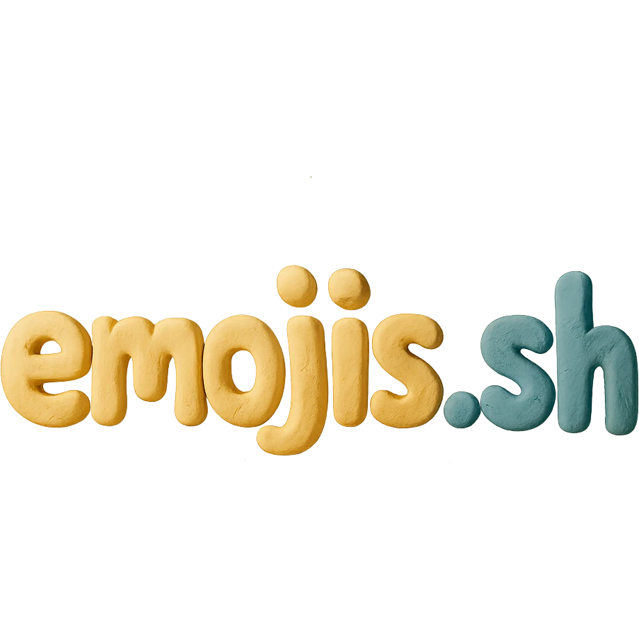 the text 'emojis.sh' in a claymation style with chunky letters and visible fingerprints emoji
