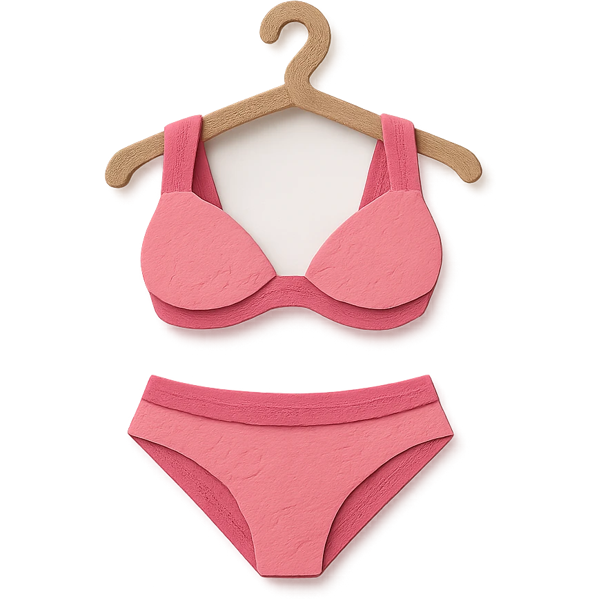 illustration of a bikini on a hanger in paper-craft style emoji