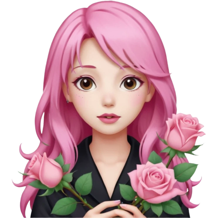 Gorgeous pastel pink anime lady roses emoji