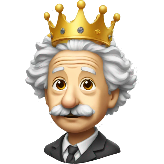 Albert Einstein with a crown emoji
