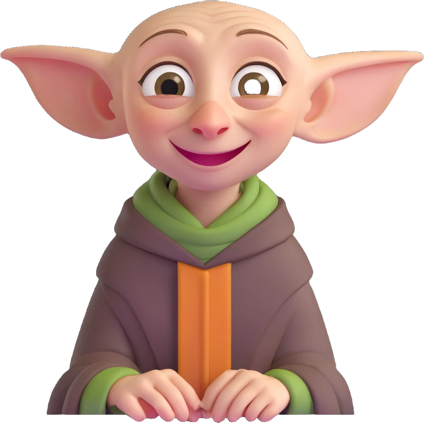 smiling Dobby the house elf with simple background emoji