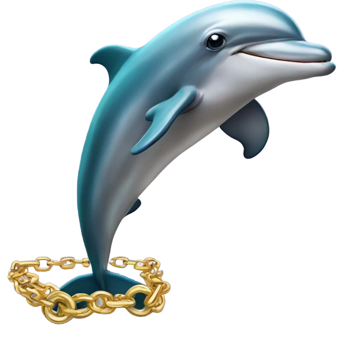 Dolphin with gold chain emoji