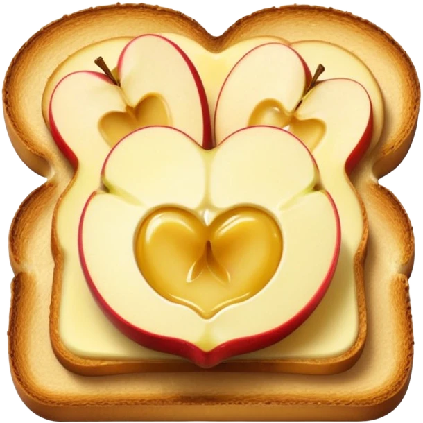 toast with apple slices on top, apples with a pat of melting butter, no text emoji