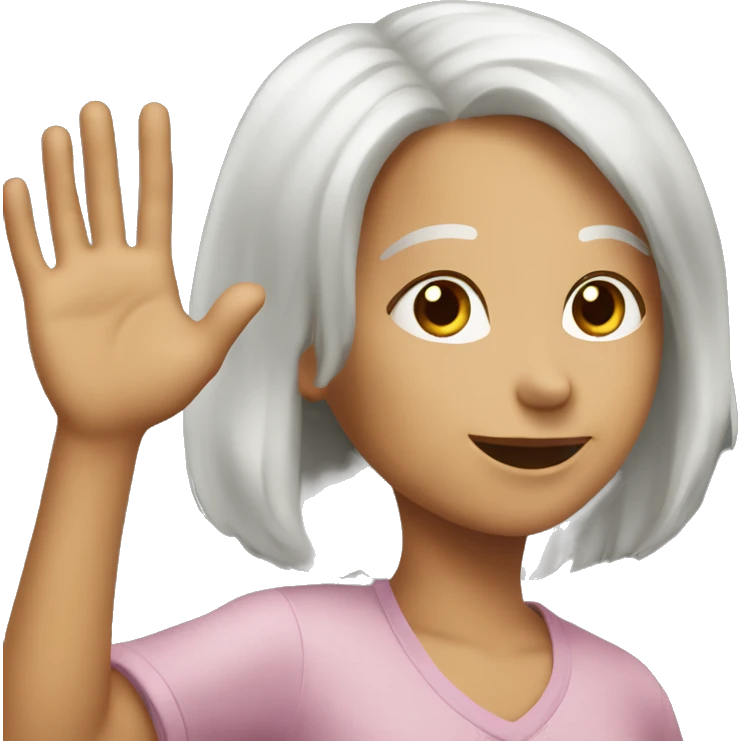 Older girl, waving to younger girl emoji