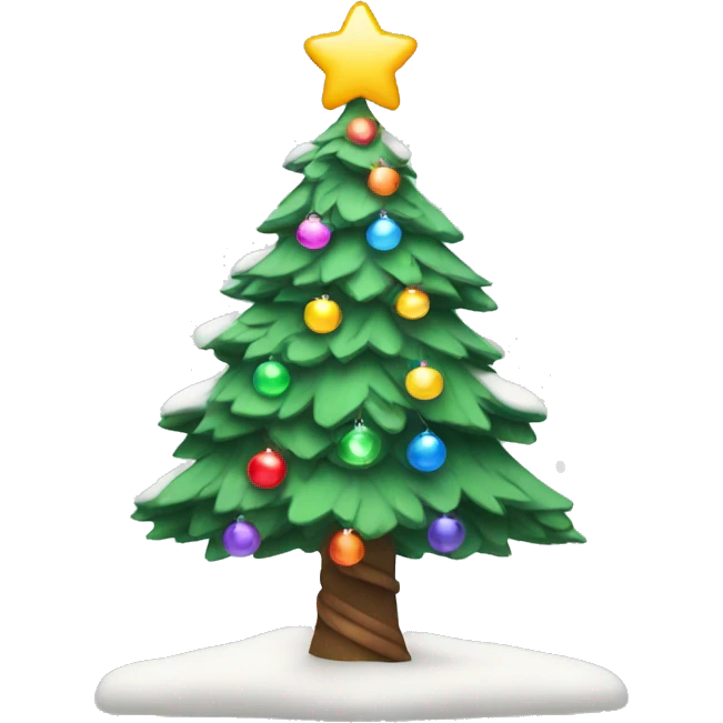 Snowy Christmas tree with colorful string lights emoji