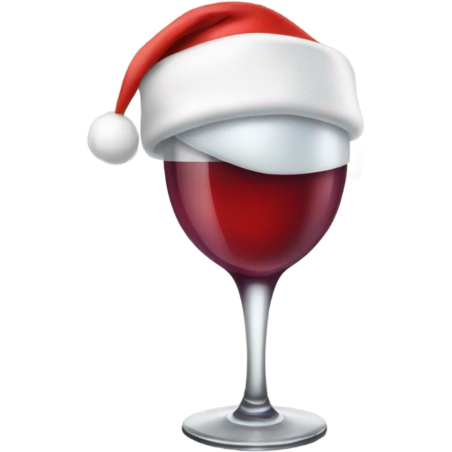 Wine glass with a Santa hat emoji