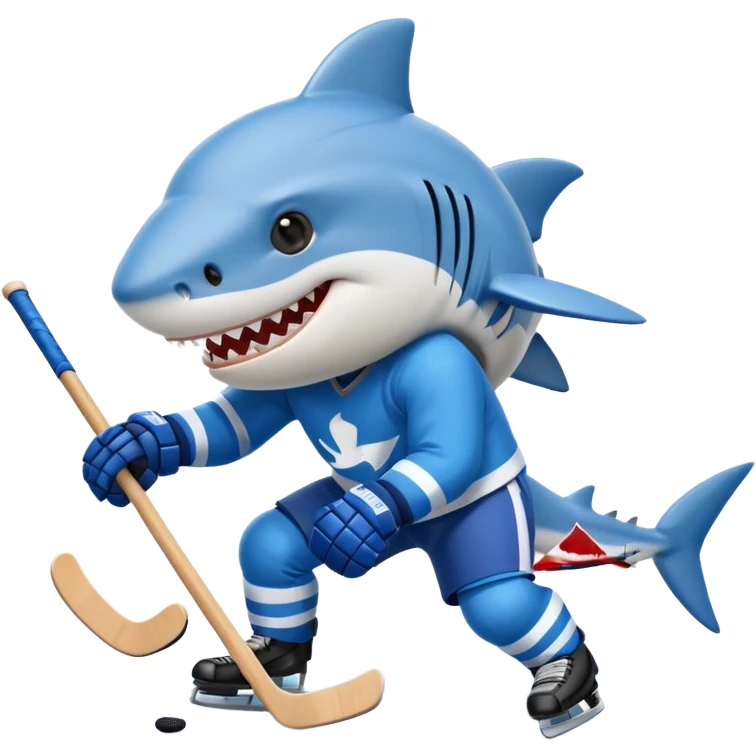 shark playing hockey emoji