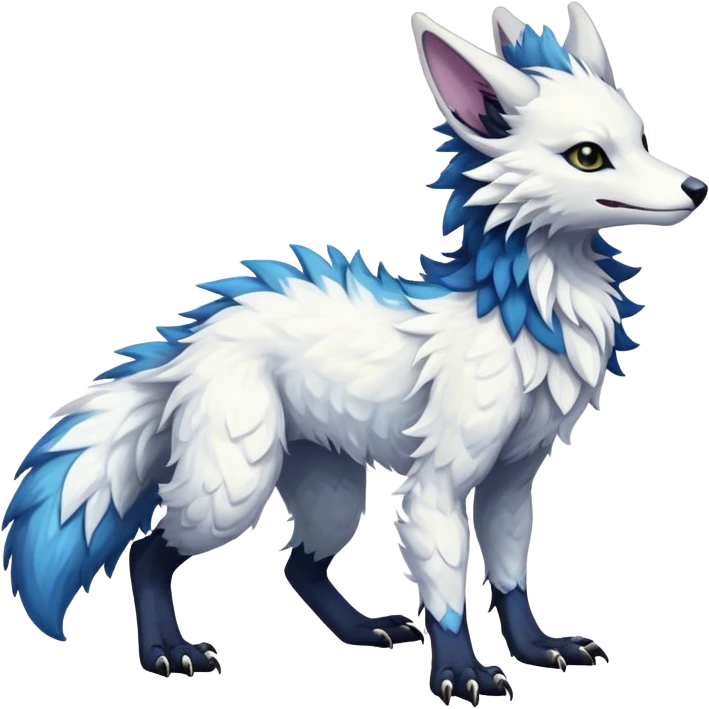 Epic Feral Rare Fantasy shiny cool cute fluffy Vernid-Sergal-Trico-species by LiLaiRa, random markings, tufted tail, tufted ears, full body emoji