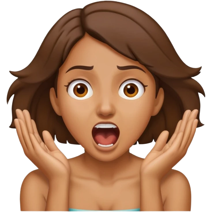 Brown girl having her hands on her neck screaming  emoji