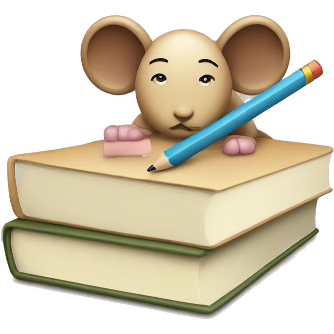 an pecil, book and mouse emoji
