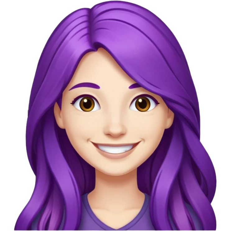 Dana Dawson cheveux long violet sourire emoji