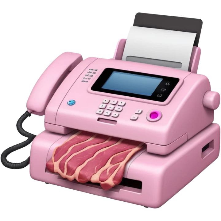 fax machine made of pink meat emoji
