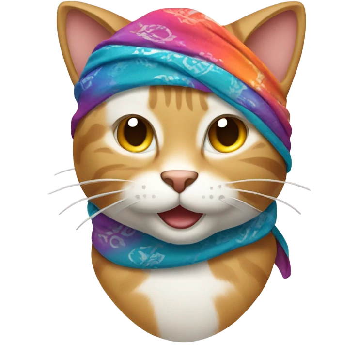 smirk cat emoji with bandanna  emoji