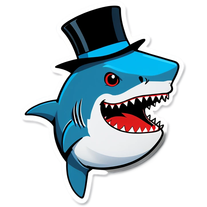 Shark with a top hat emoji