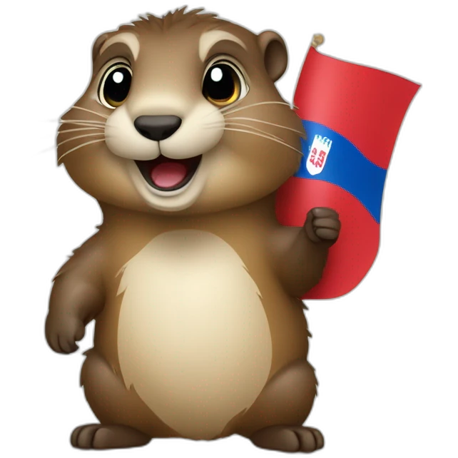 cute marmot holding the serbian flag emoji