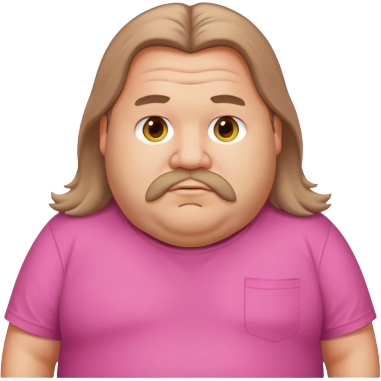 Long hair fat men in pink t-shirt emoji