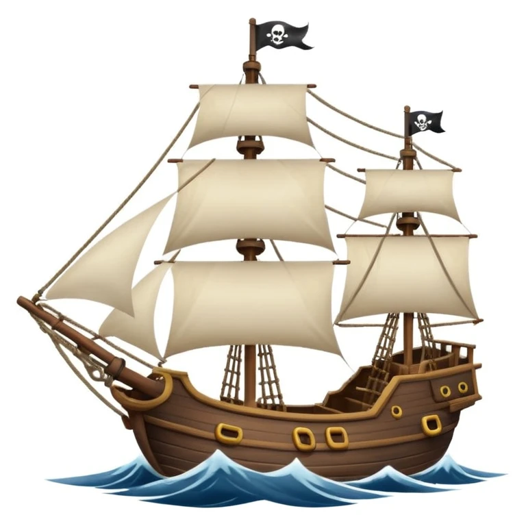 pirate sailing a ship in strome sea background emoji