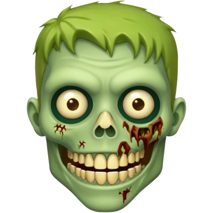 Zumbi verde com dente dourado um pouco humano emoji