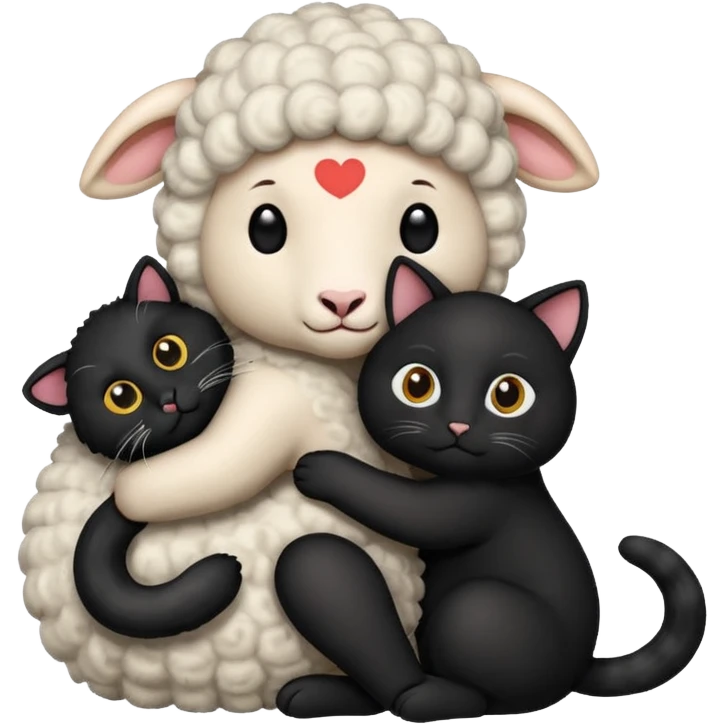 SHeep hugging 1 black cat emoji
