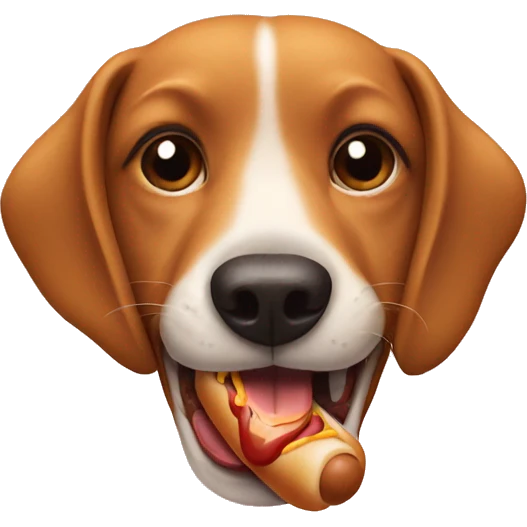 dog eating hot dog emoji