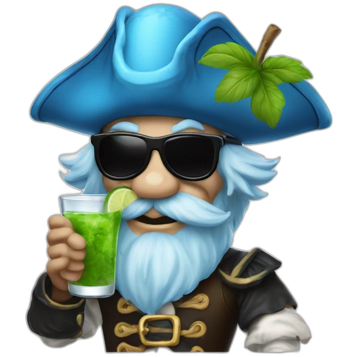 pirate Papa Smurf drinking mojito emoji