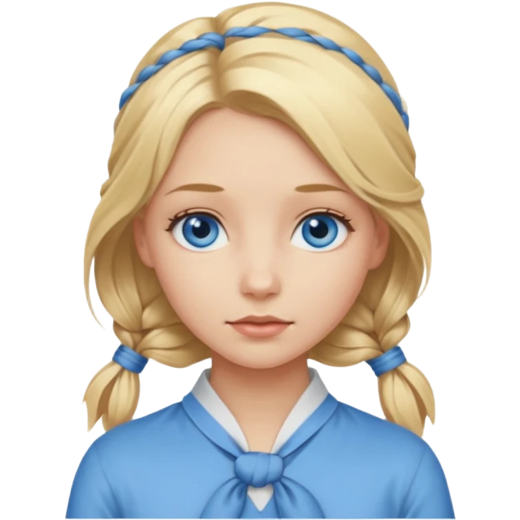 blonde girl with tied hair and blue eyes emoji