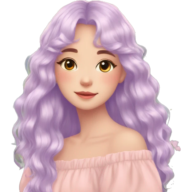 Dreamy pretty shiny colorful girl in nature pastelcore kawaii beautiful hair cottagecore aesthetic emoji