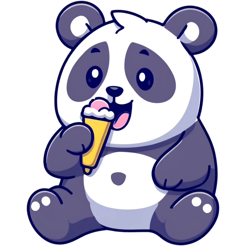 Panda eating ice cream emoji
