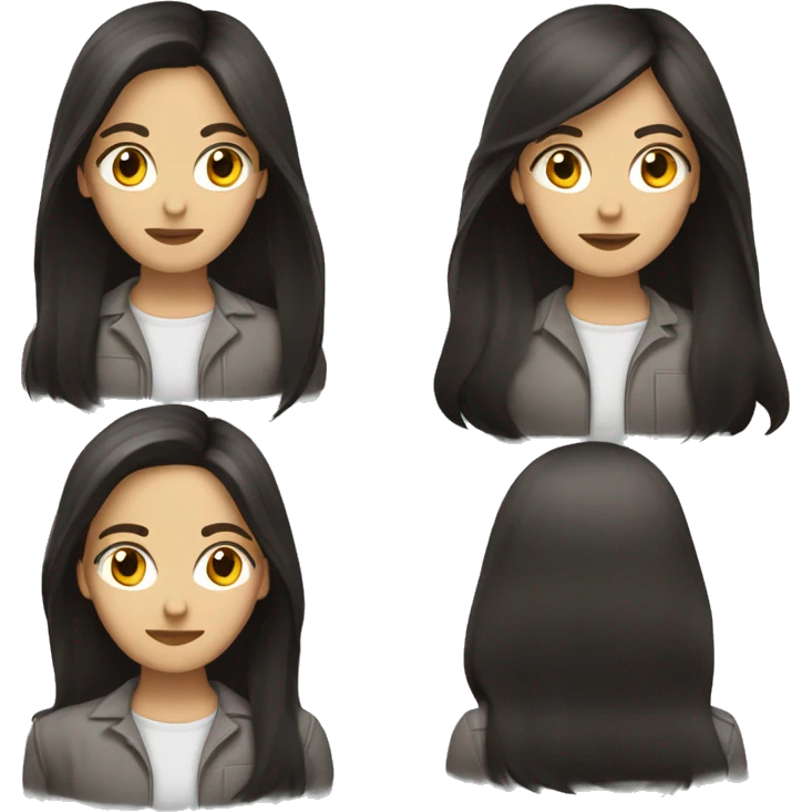 brunette programmer dark long hair with pc emoji