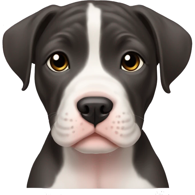 American pit bull puppy black lop-eared emoji