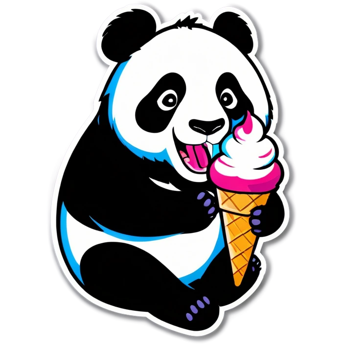 Panda eating ice cream emoji