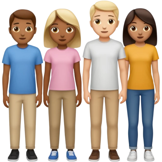 A line of 5 people standing, second variation emoji