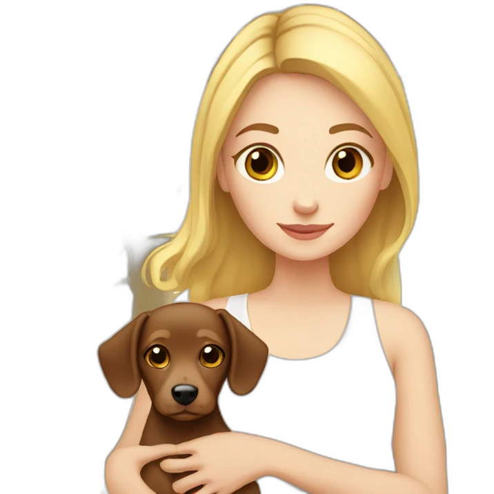 white girl with light eyes and her little teckel dog emoji