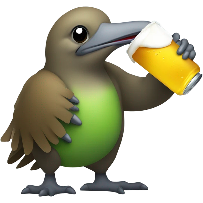 kiwi bird drinking a beer emoji
