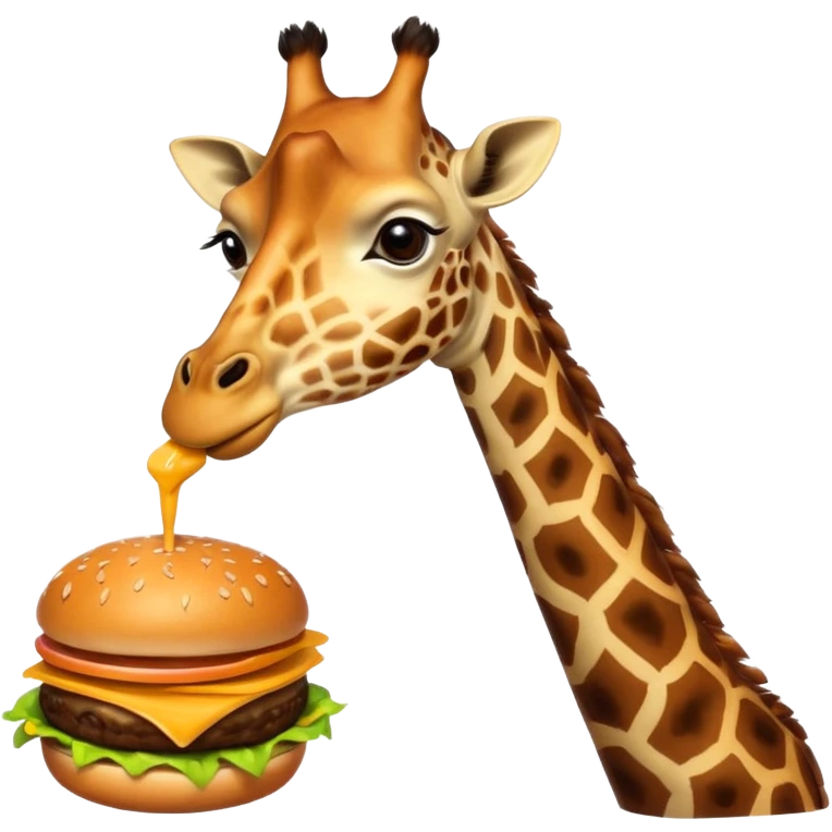 A giraffe eating a cheeseburger emoji