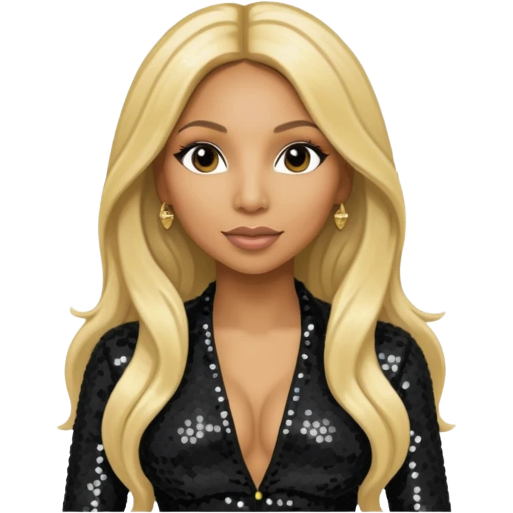 Tamar Braxton with long blonde hair, black sequin outfit emoji