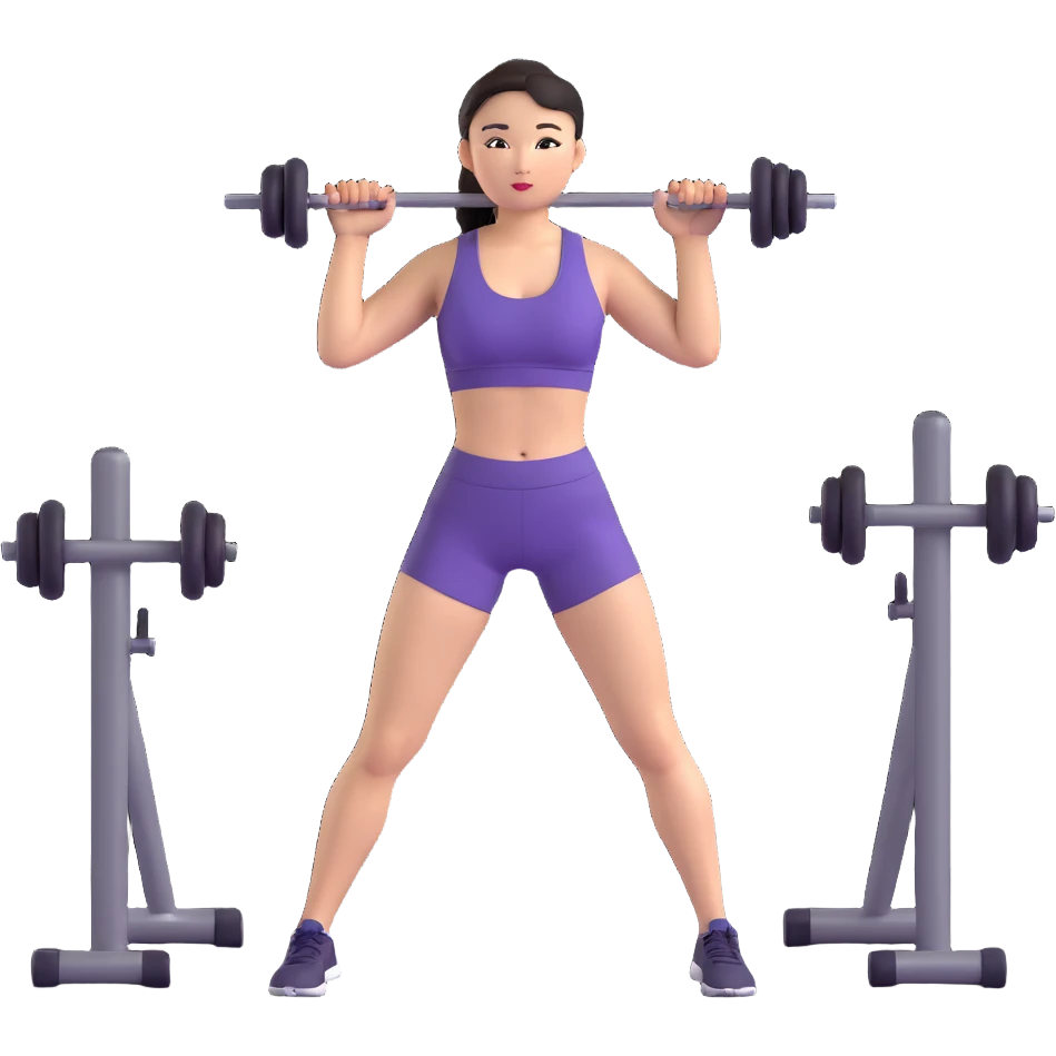 Asian woman doing a routine workout, energetic, fitness attire, gym background emoji