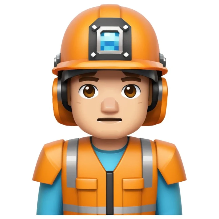 minecraft character, blocky, wearing a helmet emoji