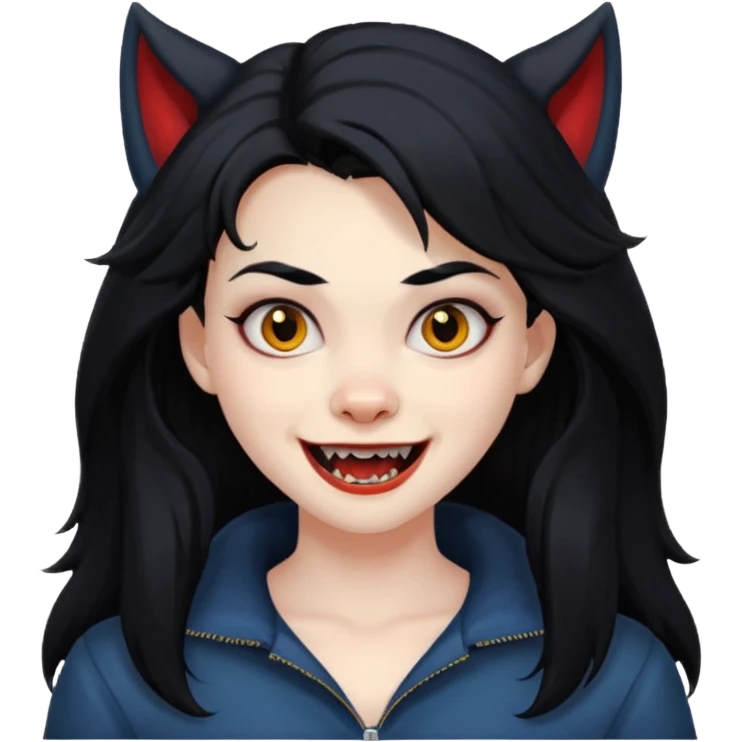 Werewolf black hair girl with a smile emoji