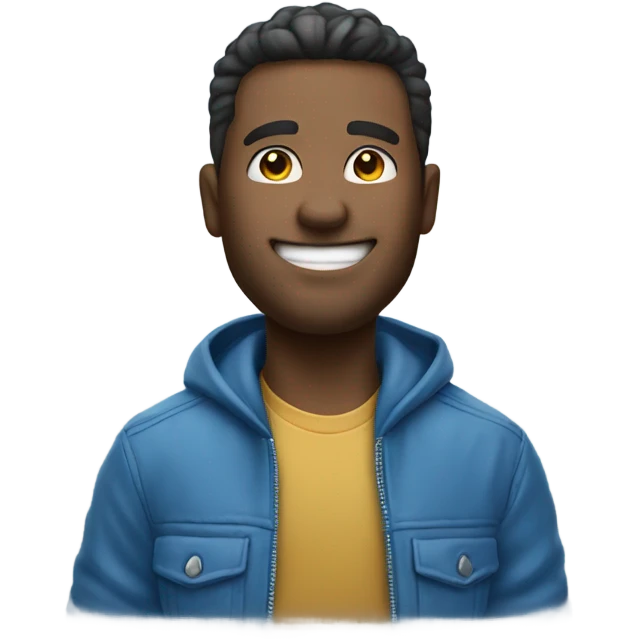 cool dude in blue jacket winking emoji