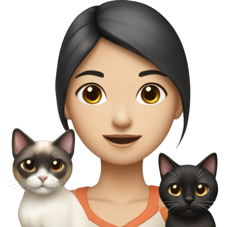 Asian girl with siamese cat emoji