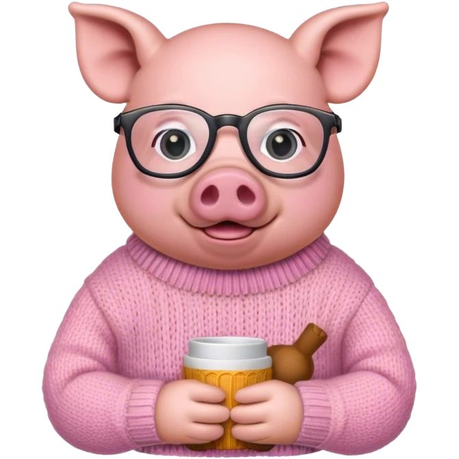 Pig wearing glasses and a sweater emoji